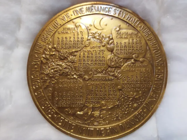 médaille calendrier 1983 en bronze - Monnaie de Paris - les saisons