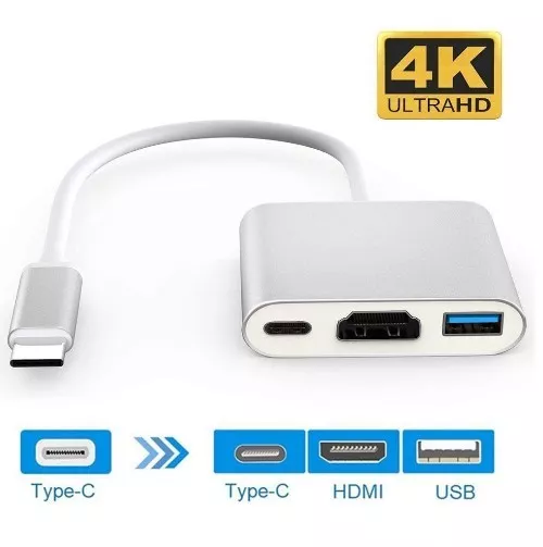 Type C USB-C 4K HDMI USB 3.0 Câble adaptateur 3in1 Hub Windows Macbook