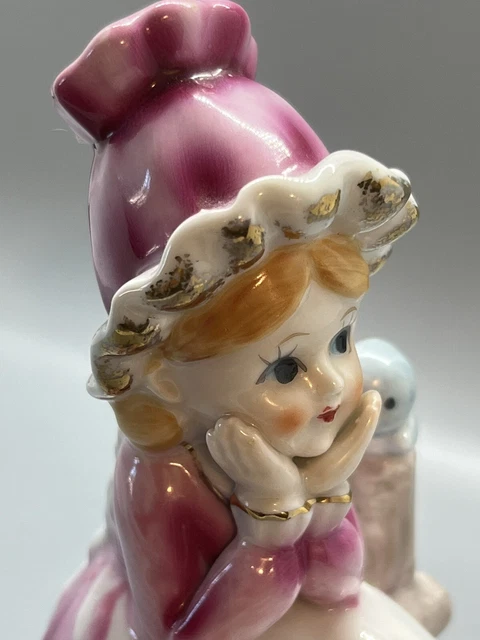 Vtg Fine Porcelain Japan Girl w/ Bluebird GORGEOUS In Perfect Condition Quality