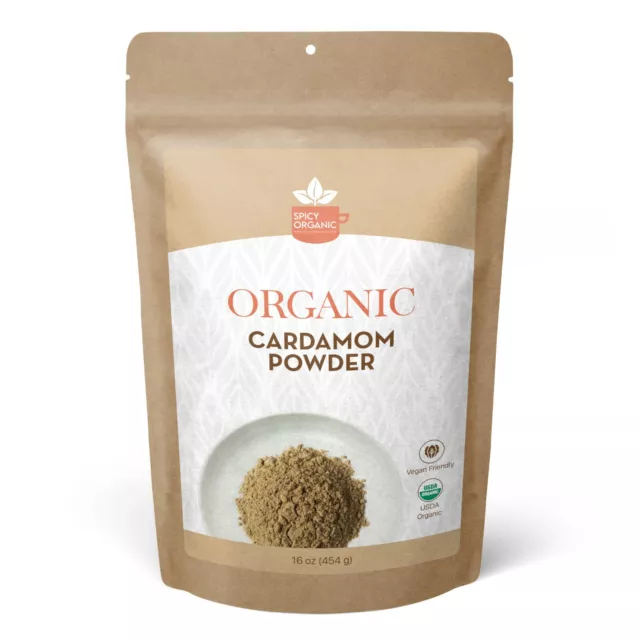 Organic Ground Cardamom Powder - Non-GMO - Pure Green Cardamom Spice - 16 OZ