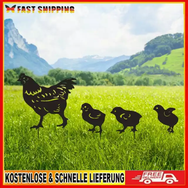 Metall-Gartenstecker, hohle Silhouette, Huhn, Stecktier-Statue (Huhn)