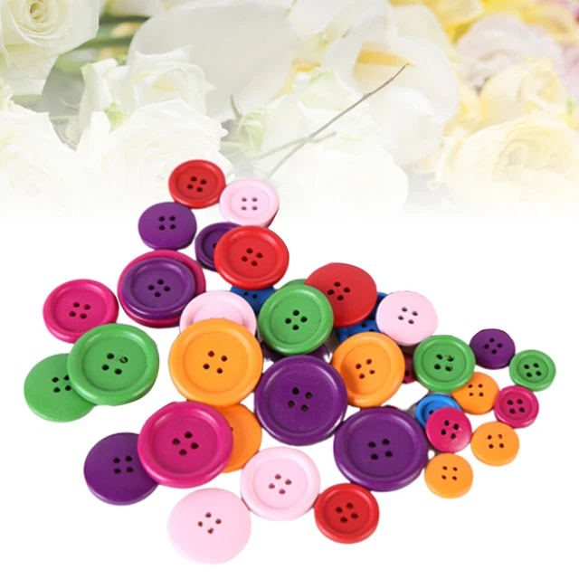 200 piezas 15/20/25/30mm colorido sabor madera cuatro ojos coser sabor