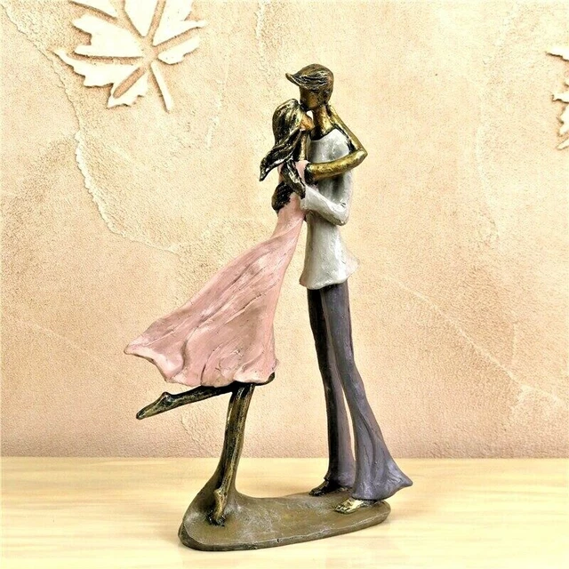 Cuddle Kiss Couple Statue Sculpture Figurine Tabletop Home Office Decoration Art