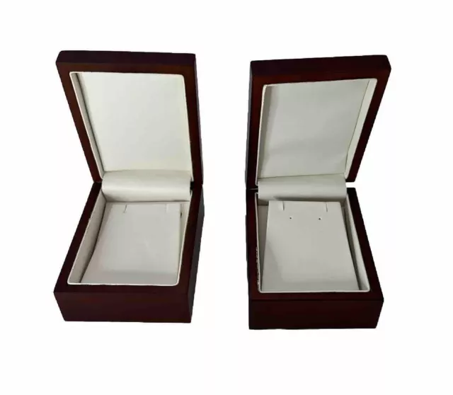 2 Cherry Wood  Jewelry Gift Box Size About 3x4”