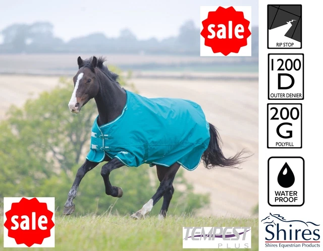 MEDIUM WEIGHT PONY RUG Shires Tempest Plus 200G Turnout Rug 4'3