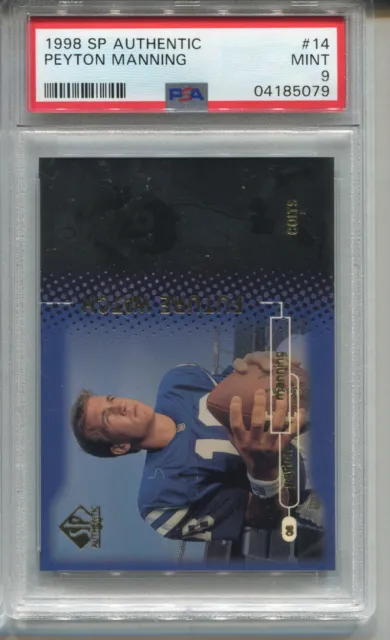 1998 SP Authentic #14 Peyton Manning Rookie Card RC Graded PSA 9 MINT