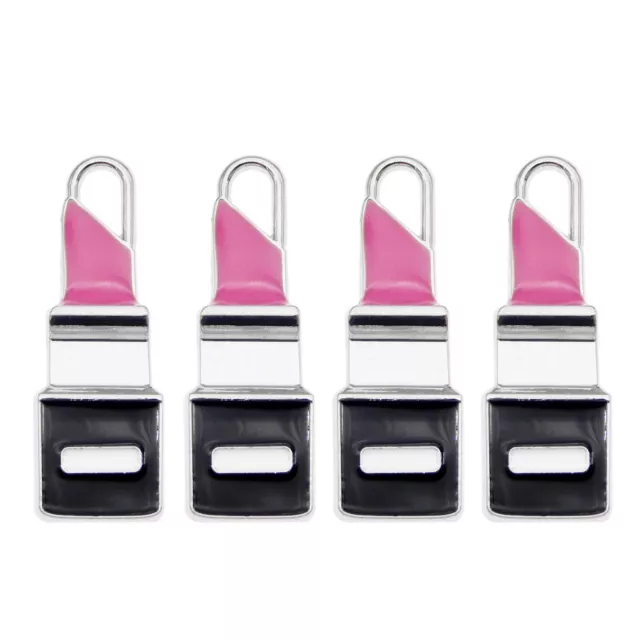 10 Stück Emaille Metall Silber Lippenstift Charm Halsketten Anhänger 28x10mm