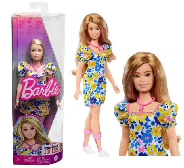 NRFB POUPÉE BARBIE FASHIONISTAS petite blonde #208 NDSS Syndrome de Down HJT05