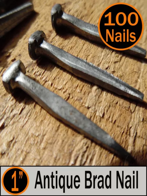 (100) 1" - ANTIQUE BRAD NAIL  -  Vintage-Rustic 1" small Brad nails