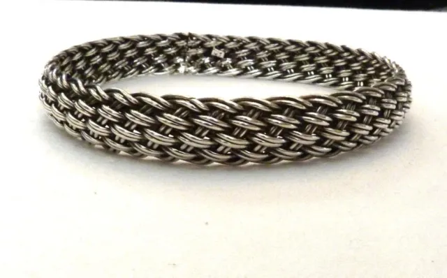 1/2" Wide Solid Sterling Silver Braided Bangle Bracelet ~ Heavy 24 Grams  7 7/8"