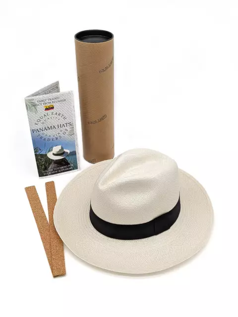 New Genuine Panama Hat Rolling All Sizes Quality Travel Tube - White