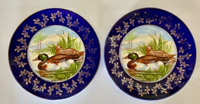 Antique "Trent Royal" Semi-Porcelain by WOOD & SON, Duck Pattern pair of plates