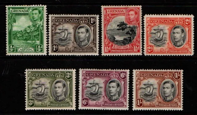 Grenada 1938 1950 King George VI selection to 1/- SG153-56a, 158a-60a M see note