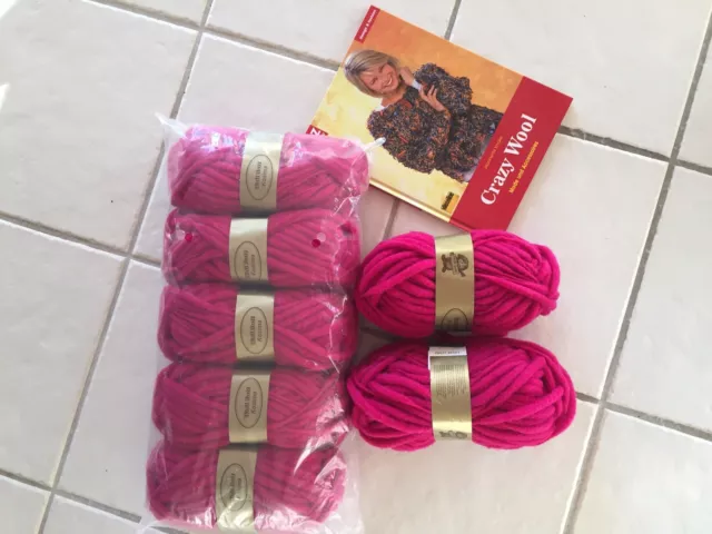 Handstrickgarn dick geflammt  Wolle pink 700g