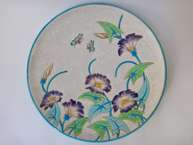Plat en émaux de Longwy Les Récollets numéroté, style Art Nouveau