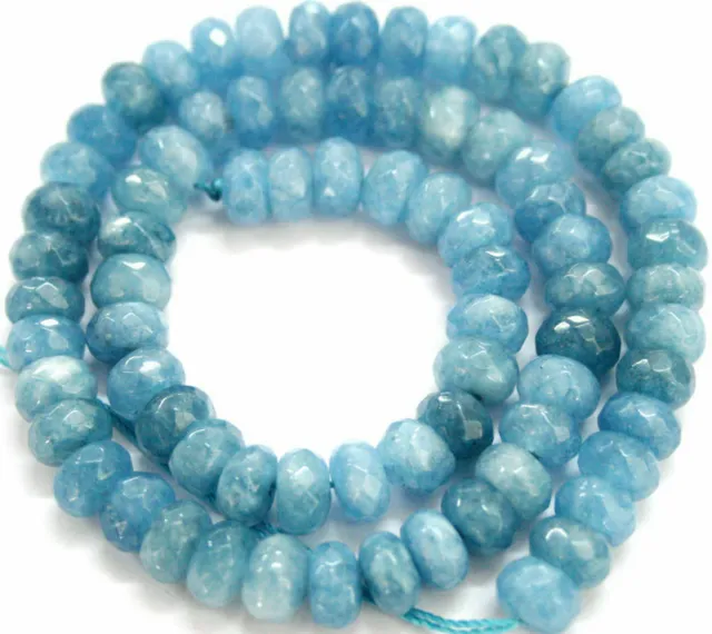 5x8mm Faceted Natural Aquamarine Gemstones Loose Beads 15" AAA##HK2167