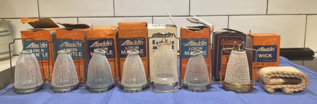 Vintage ALADDIN Loxon Mantle Lamp Lot  & Wick (8)    Original Boxes !