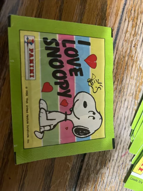 Vintage I Love Snoopy Panini Sticker Pack 16 Unopened Packs