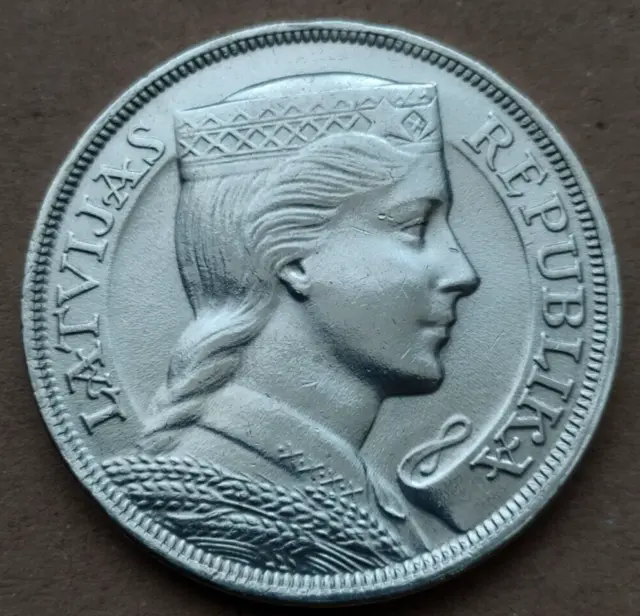 Latvia: 5 Lati Silver Coin,1932.