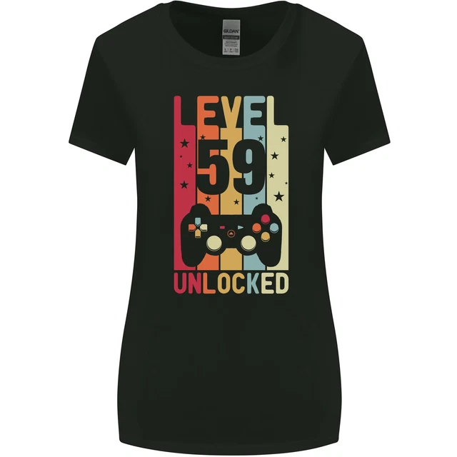 59th Compleanno 59 Età Livello Up Gamming Donna più Ampia Taglio T-Shirt