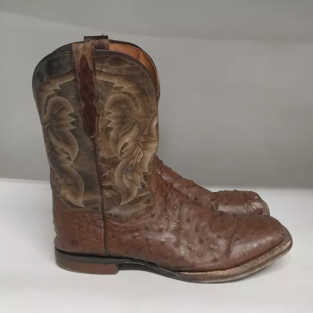 Dan Post Alamosa Exotic Ostrich Western Boot Chocolate Mens 12M (READ DESCRIP)