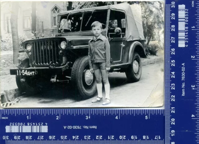 WW II Car Willys Ford GPW Vintage USSR Art Photo military Boy