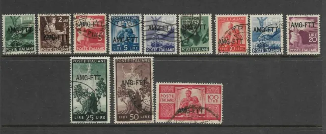 Italy Trieste Scott #58-69 used 1949-50, AMG-FTT overprint set postal cancels