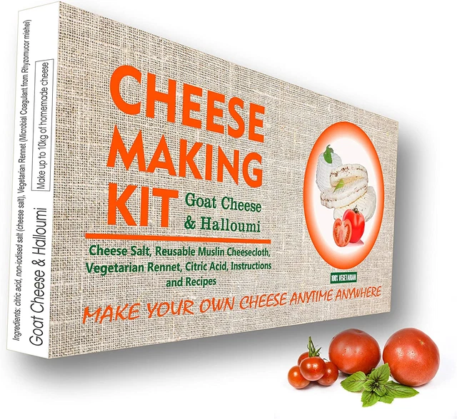 4 kit de fabricación de quesos queso de cabra, queso halloumi, queso mozzarella, ricotta