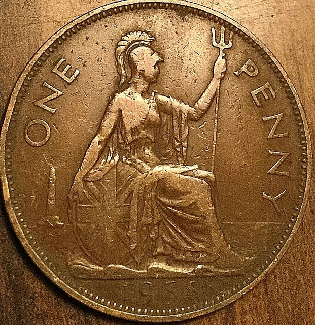 1938 Uk Gb Great Britain One Penny