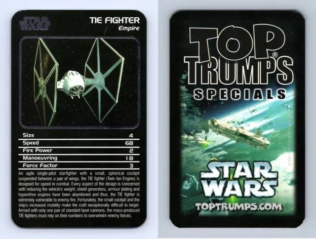 TIE Fighter - Star Wars Starships 2006 Top Trumps Specials Card