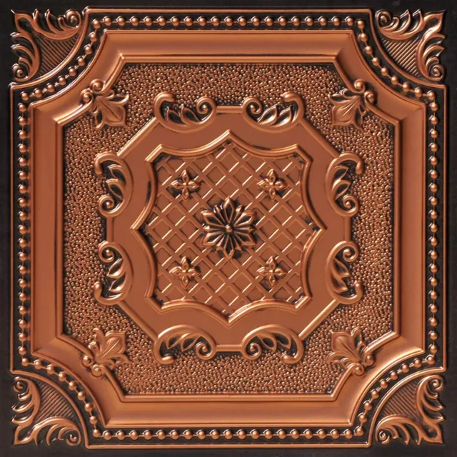 From Plain to Beautiful Ceiling Tile PVC Square Antique Copper (100-Sq-Ft/Case)