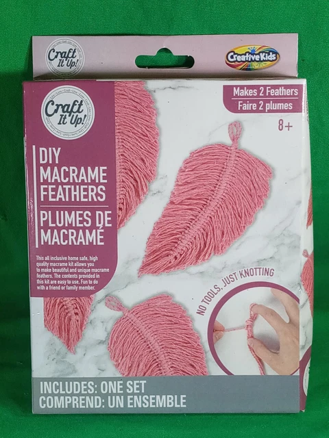Nuevo en paquete Creative Kids Craft It Up Kit de plumas de macrame hágalo usted mismo - Arte divertido y atractivo