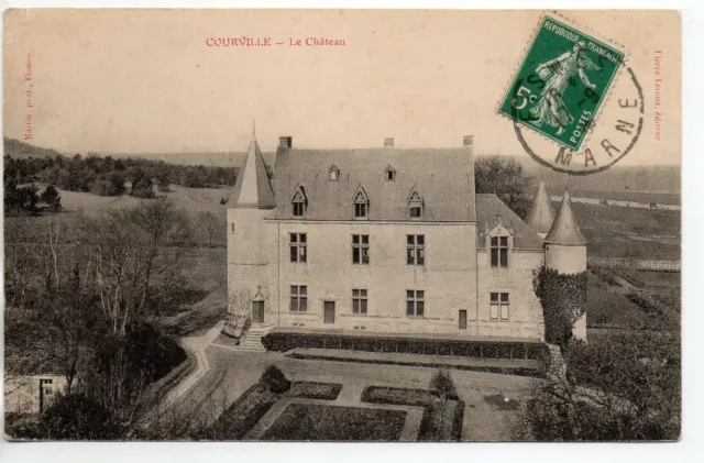 COURVILLE - Marne - CPA 51 - le Chateau - legende en rouge