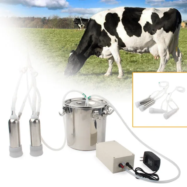 For Farm Cow Milker 5L Electric Milking Machine Vacuum Impulse Pump Steel