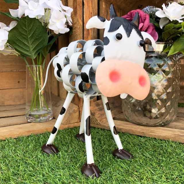 Vintage Metal Garden Cow Farm Animal Lawn Patio Sculpture Figure Statue Ornament