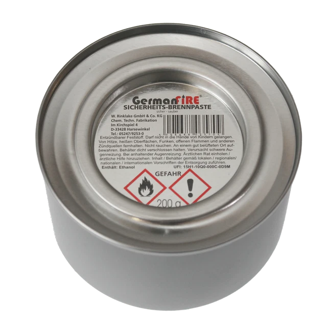 German Fire Brennpaste 12x200g – Sicherheits-Brenngel Für Chafing Dish, Geruchsneutral, Rußfrei, Brenndauer Ca. 2,5 Std. Pro Dose Brenngel Für Speisenwärmer