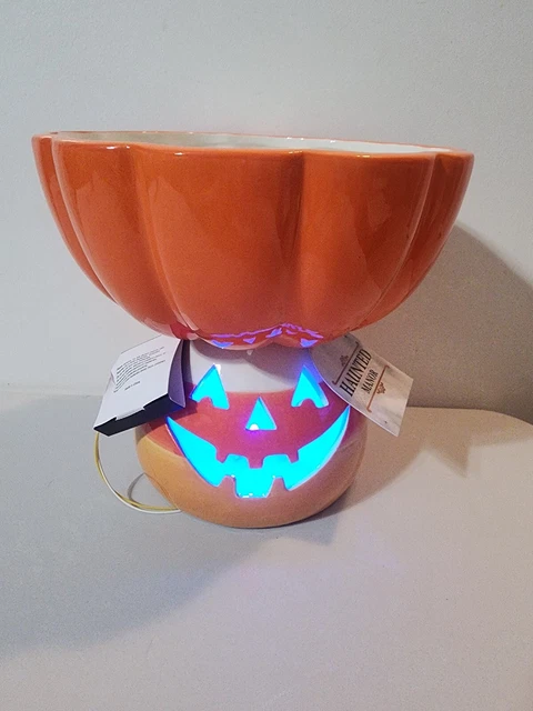 Halloween Haunted Color Changing Pumpkin jack o lantern Candy Dish
