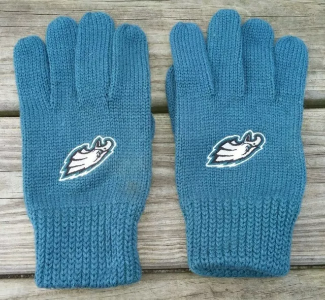 Vintage Pair PHILADELPHIA EAGLES Knit GLOVES Embroidered Eagle Head Logo NFL