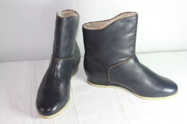 Boots Fourrées ELEFANTEN  Cuir Bleu Nuit T 35  TTBE