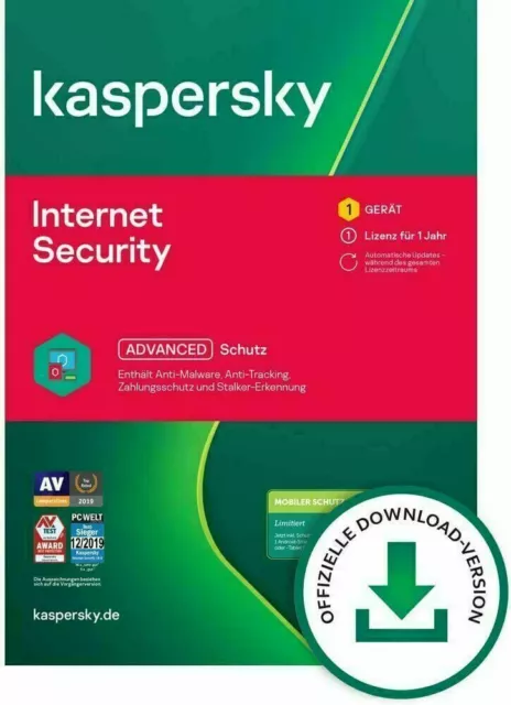 Kaspersky Internet Security 2024 -  1/3/5/10 Geräte 1 - 2 Jahre per Email