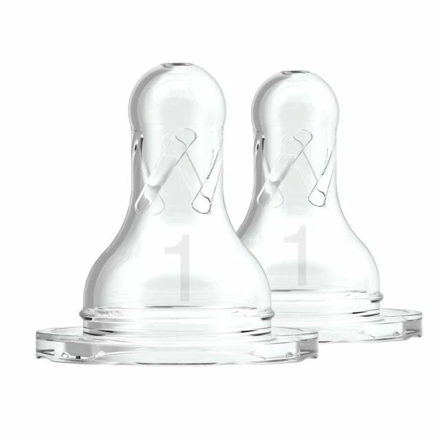Dr. Brown's Natural Flow Standard Silicone Bottle Nipple, Level 1 0m+, 2 Ct