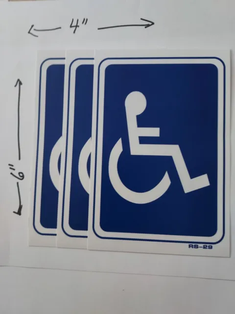 3 x Handicap Parking Signs Wheelchair  Sticker Decal  4" x 6" Gift Buy 2 Get 1