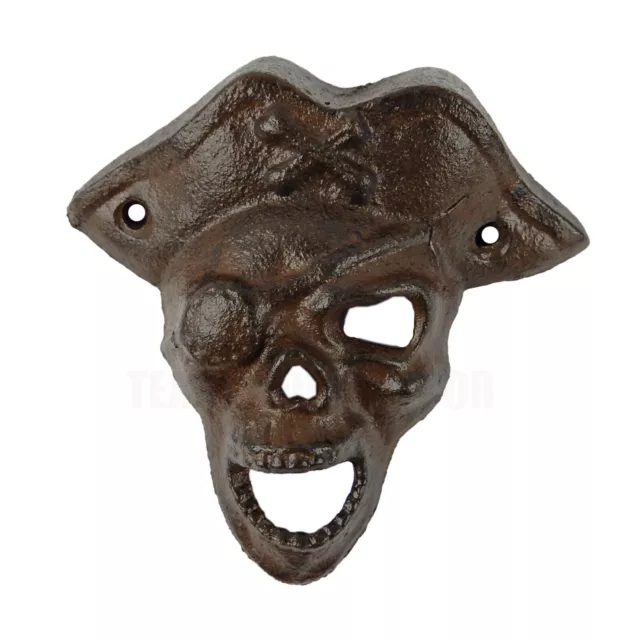 Cast Iron Pirate Beer Bottle Opener Wall Mounted Rustic Nautical Antique Style