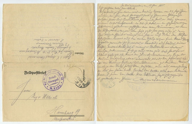 97596 - Feldpostbrief - 20.5.1915 nach Hamburg