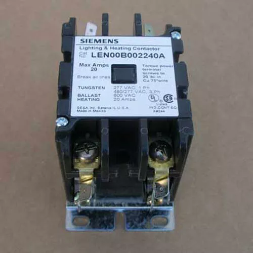 New Siemens LEN00B002240A 20 Amp 240V 2 Pole Lighting Contactor Open