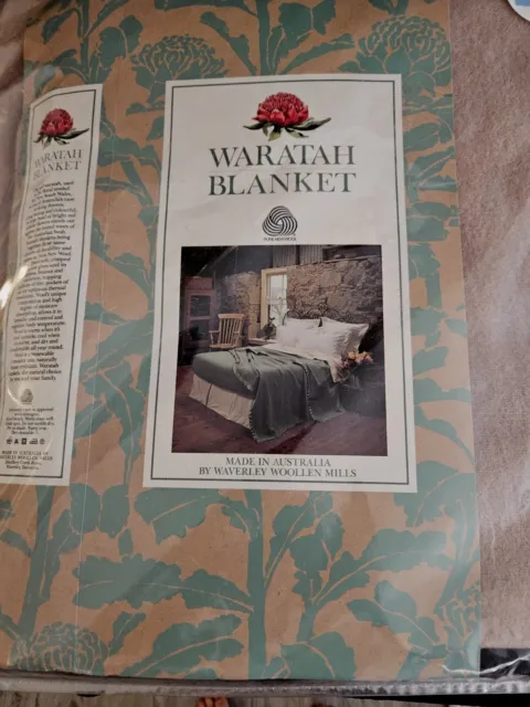 WAVERLEY Single Pure Wool Australian Blanket Original Package Vintage Retro NEW