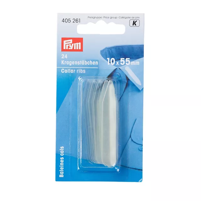 Kragenstäbchen 24 Stück 10 x 55 mm Prym 405261 transparent Kragen Stäbchen