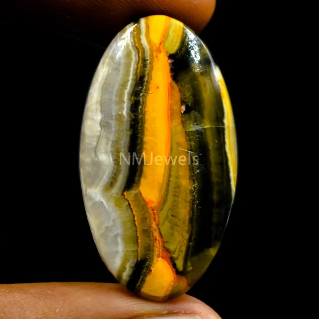 Cts. 28.85  Natural Eclipse Bumble Bee Jasper Cabochon Loose Oval Cab Gemstone