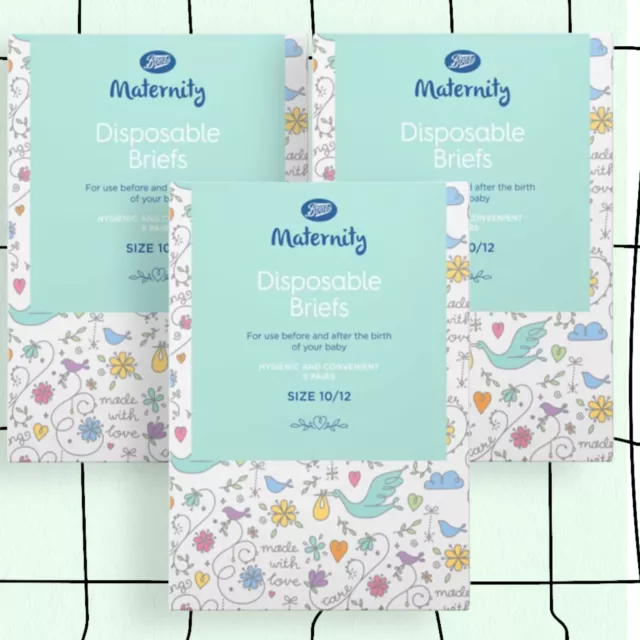 3 Boxes Of Boots Maternity Disposable Briefs - Size 10/12 (5 Pairs in Each Box)