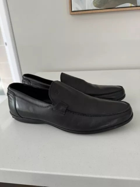 Hugo BOSS Men’s Black Leather Loafer Slip On Driving Shoes 43 9 As New